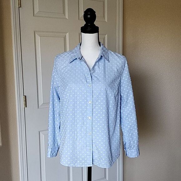 Charter Club relaxed fit Swiss dot shirt 12P - Picture 1 of 9